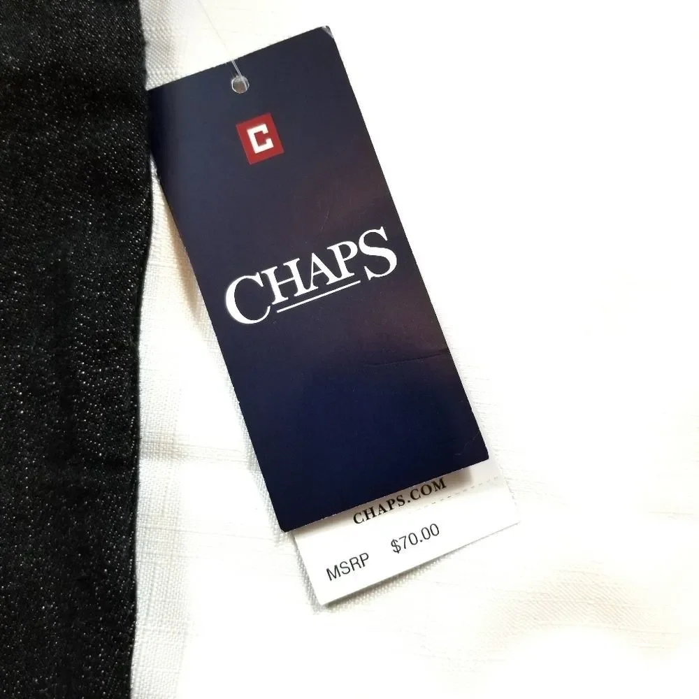 CHAPS Button Front Jean Skirt Black - Picture 5 of 8